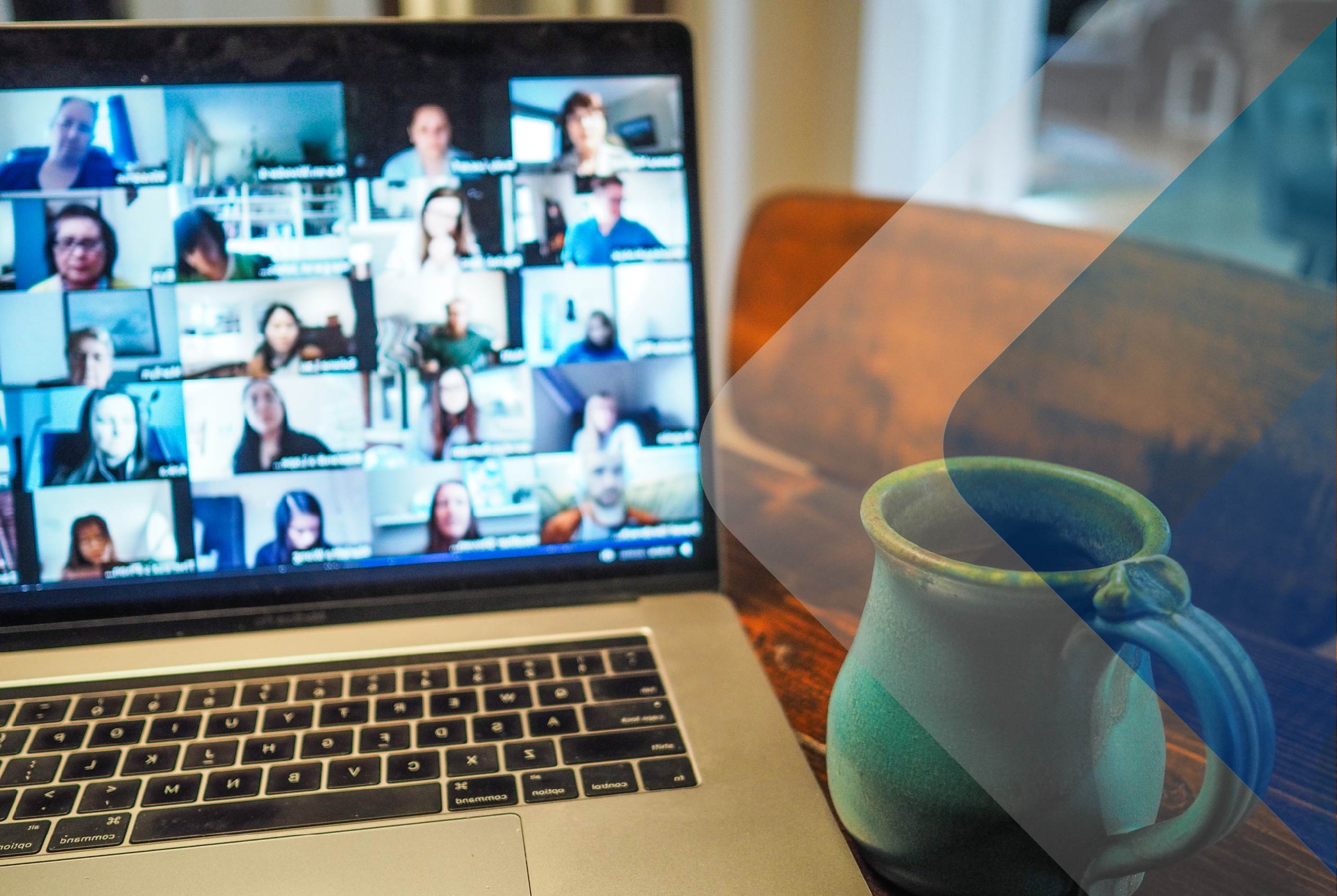 Stock image of a video call to accompany article on remote team building activities