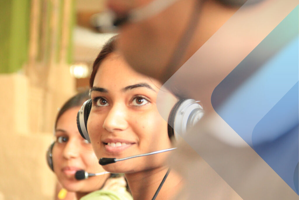 Stock image of call center workers to accompany article on call center outsourcing