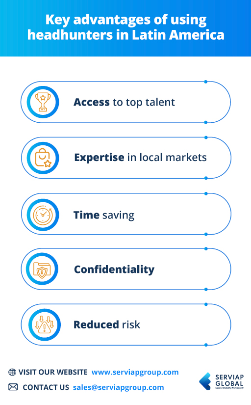 Serviap Gloabal graphic advantages of using headhunters in latin america.