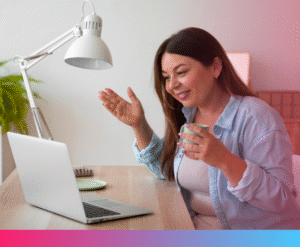 Remote work and mental health: person working from home in a calm and focused environment