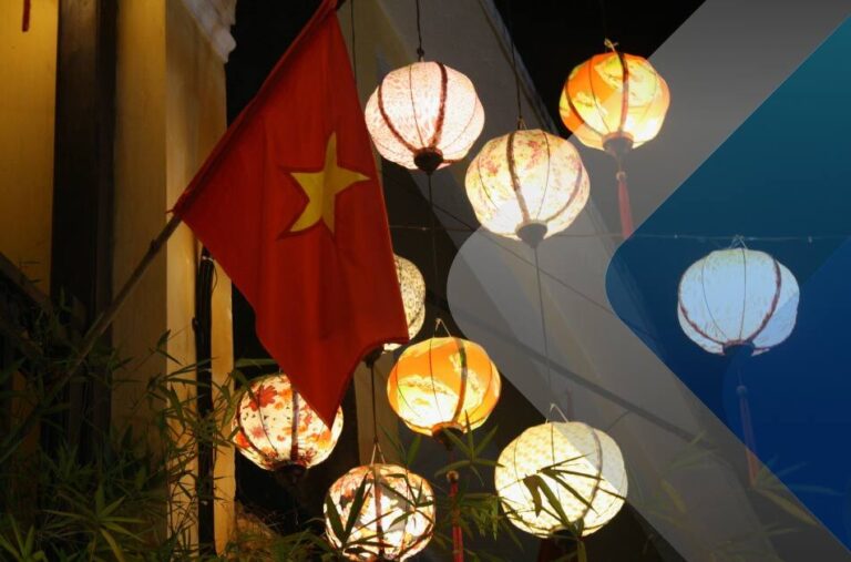 Traditional lanterns illuminate article on EOR Vietnam by Callum Parker on Unsplash