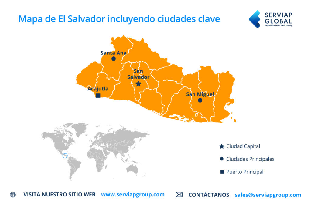 Mapa de Serviap Global para ilustrar un artículo sobre EOR en El Salvador.