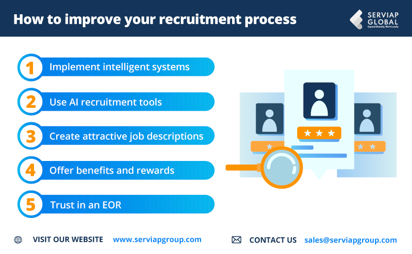 Serviap Global graphic on five tips for whichever of the recruitment models you follow