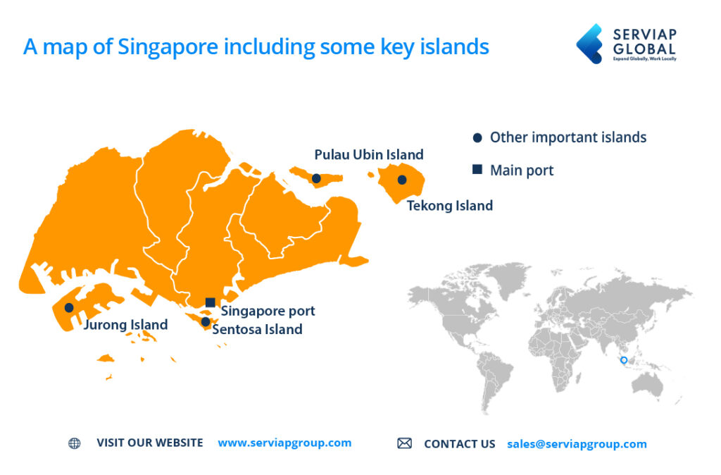 Serviap Global map of Singapore for article on employer of record in Singapore.