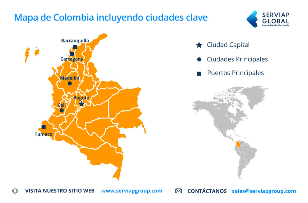 Un mapa Serviap Global de Colombia para ilustrar y acompañar un artículo sobre EOR en Colombia.