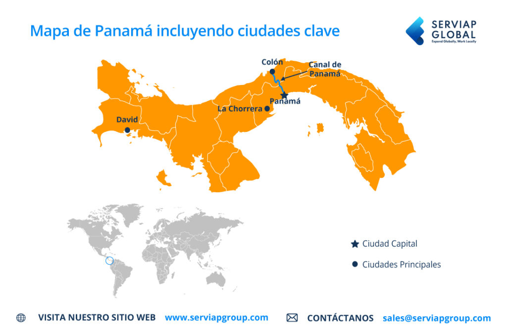 Mapa de Serviap Global para ilustrar un artículo sobre visado de trabajo en Panamá.
