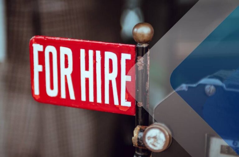 Red For Hire sign by Clem Onojeghuo on Unsplash. Used to illustrate article on recruiting as a service