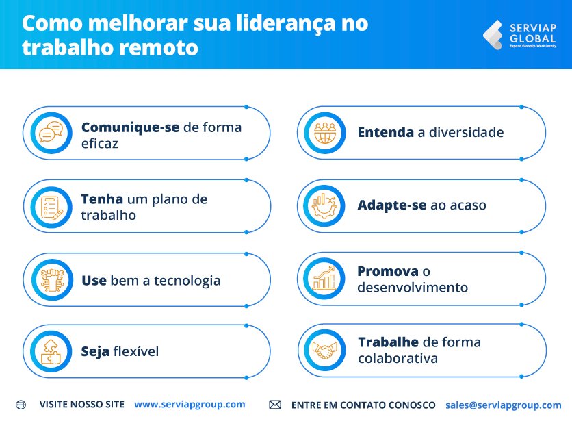 Gráfico global da Serviap para explicar as 8 dicas sobre como liderar uma equipe à distância