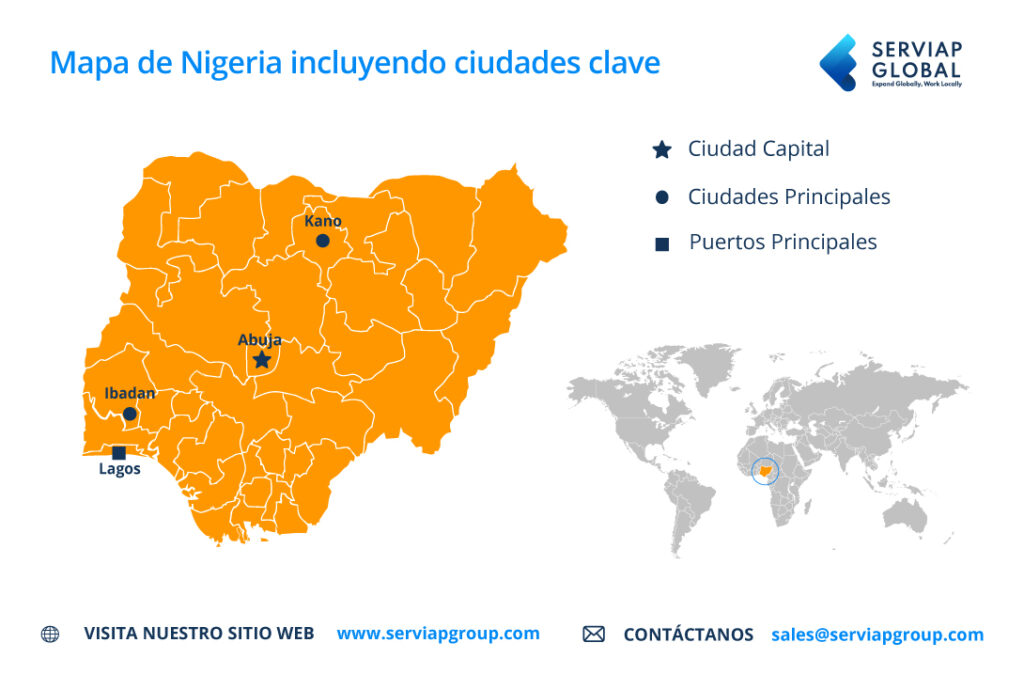Mapa de Serviap Global para ilustrar el artículo sobre EOR en Nigeria.