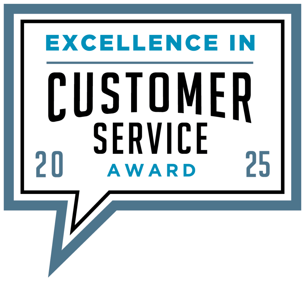 Banner announcing a winner in the 2025 Excellence in Customer Service Awards