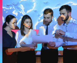 Global professionals collaborating remotely across Latin America, representing how companies scale efficiently by hiring LATAM talent through Serviap Global.