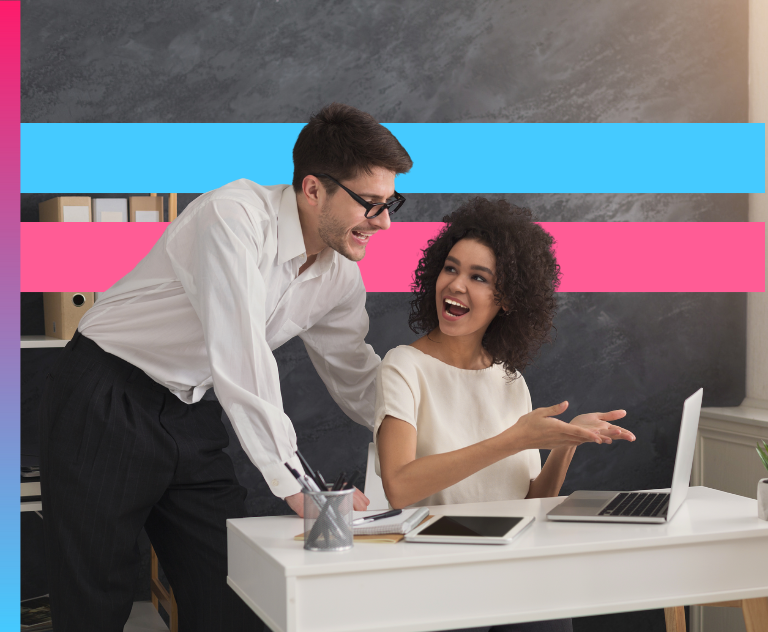 Professionals collaborating on an international recruitment and staff selection strategy