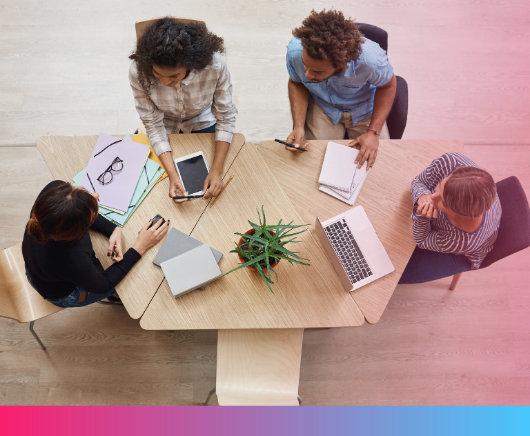 Remote team collaborating while working online in South America